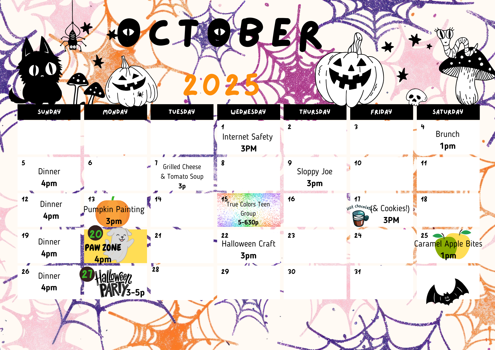 OCTOBER CALENDAR 2025